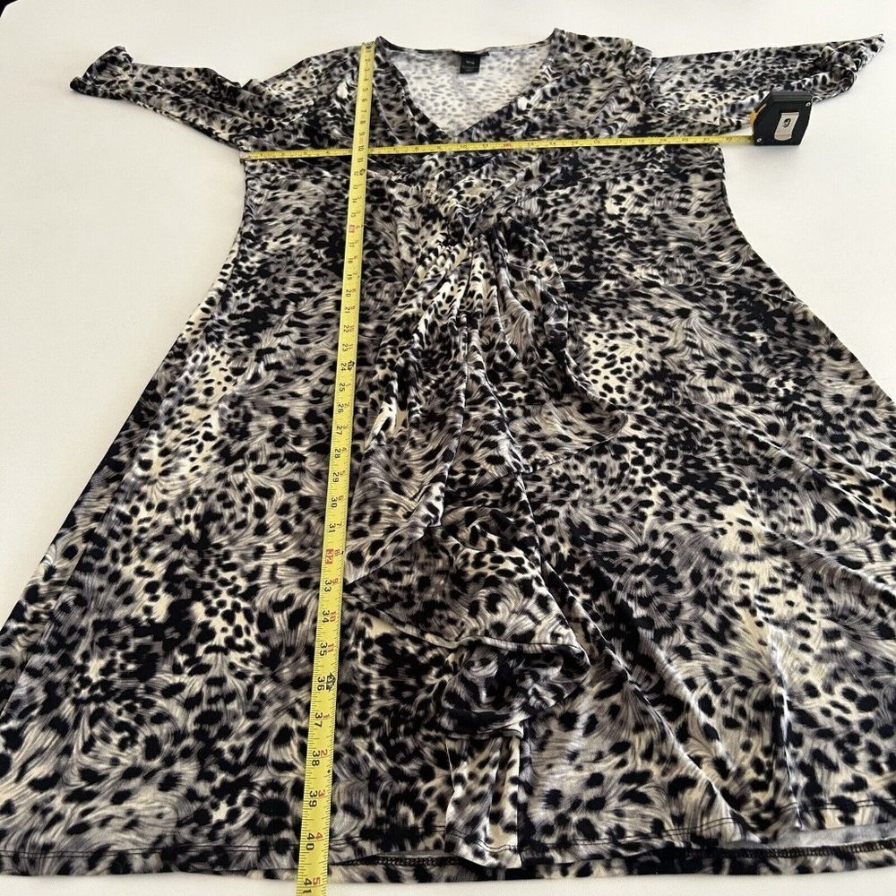 Lane Bryant V Neck Faux Wrap Leopard Midi Dress Stretch Ruffles Cinched Sz 14 16 - Picture 4 of 8